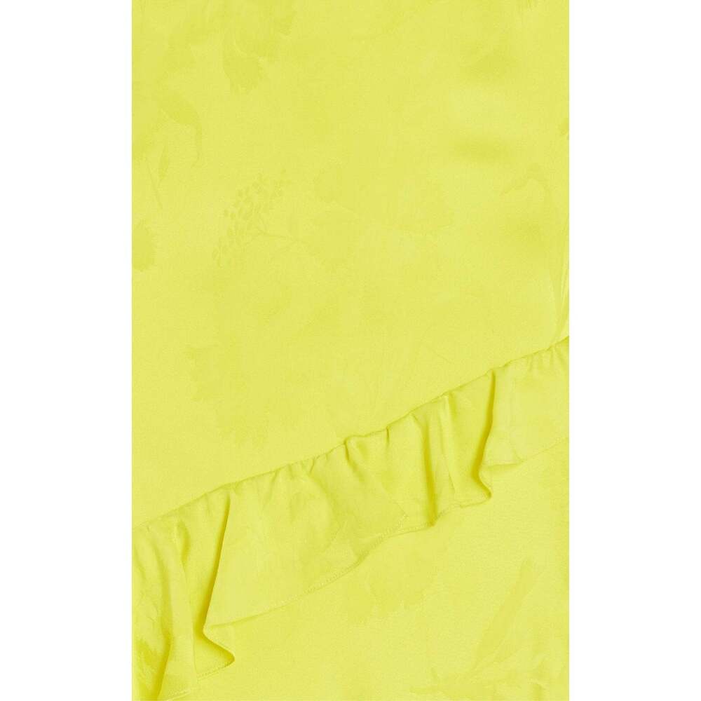 ALEJANDRA ALONSO ROJAS - One Shoulder Yellow Silk Ruffle Dress - US 4 - Picture 7 of 7